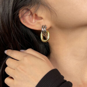 Temperament two-color earrings women