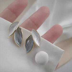 Blue and White Leaf Earrings